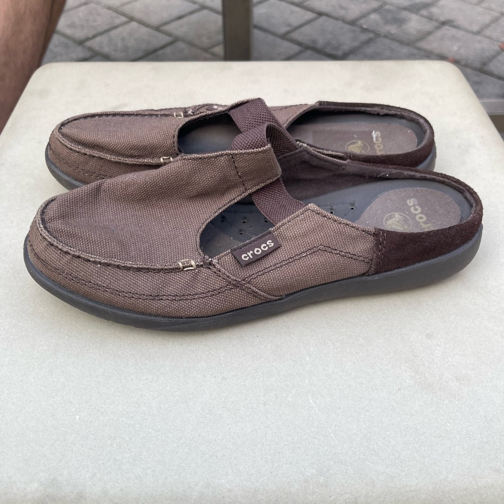 Crocs Brown Canvas Slip on Sandal